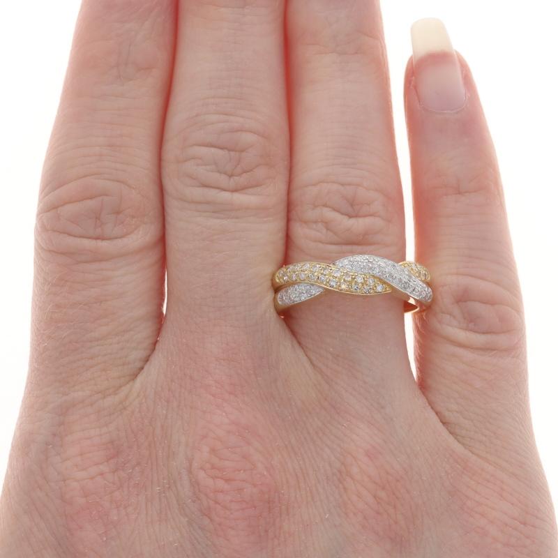 Yellow Gold Diamond Twist Band - 14k Single Cut .33ctw Ring In Excellent Condition For Sale In Greensboro, NC