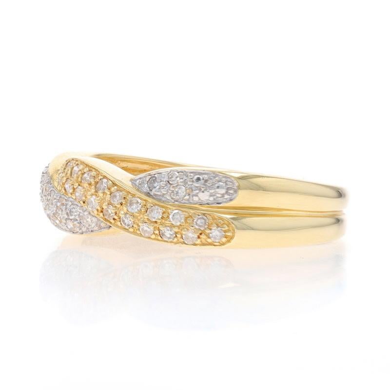 Women's Yellow Gold Diamond Twist Band - 14k Single Cut .33ctw Ring For Sale