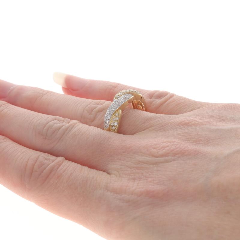 Yellow Gold Diamond Twist Band - 14k Single Cut .33ctw Ring For Sale 1