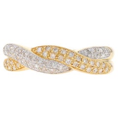 Yellow Gold Diamond Twist Band - 14k Single Cut .33ctw Ring
