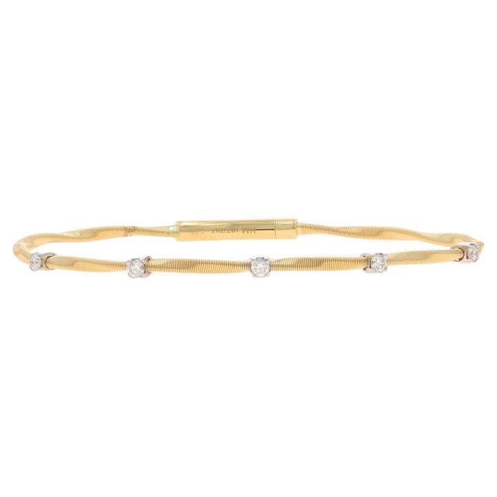 Gelbgold Diamant Twisted Station Armreif 7" 14k Runde Brilliant .28ctw im Angebot