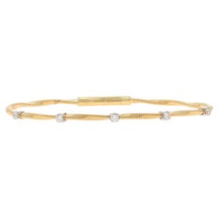 Pulsera de brazalete de oro amarillo con diamantes retorcidos 7" 14k brillante redondo .28ctw