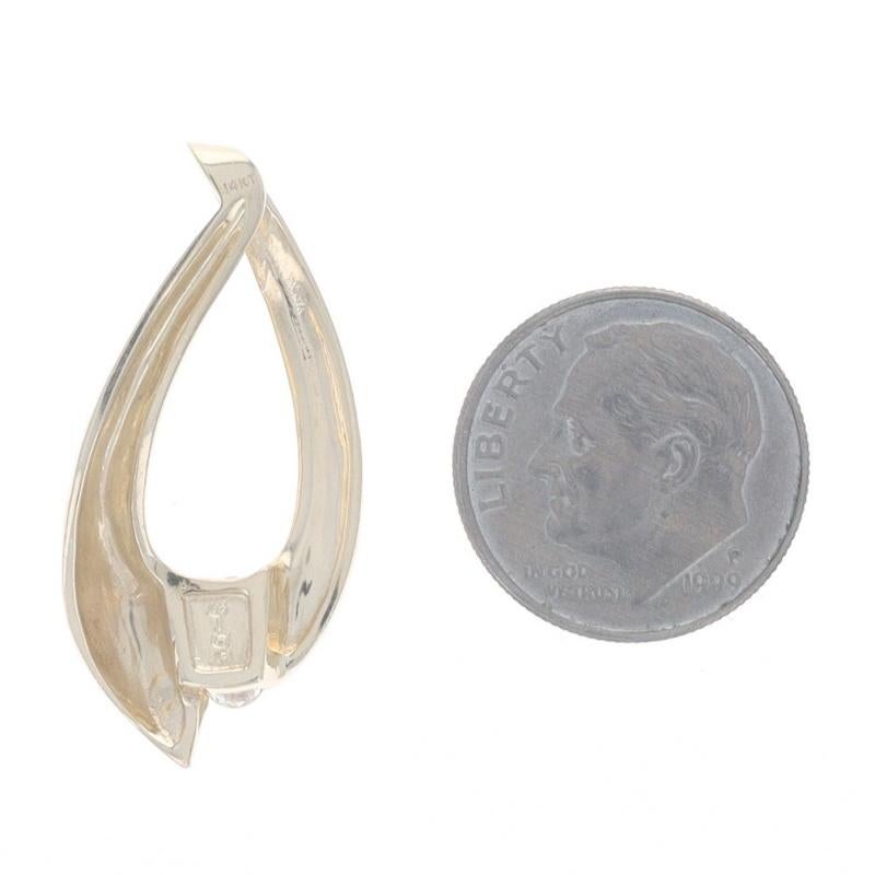 Round Cut Yellow Gold Diamond Two-Stone Slide Pendant 14k Round .30ctw Teardrop Ribbon For Sale