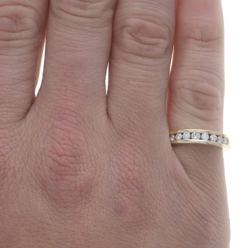 Yellow Gold Diamond Unisex Wedding Band - 14k Round .47ctw Channel Set Ring In Excellent Condition For Sale In Greensboro, NC