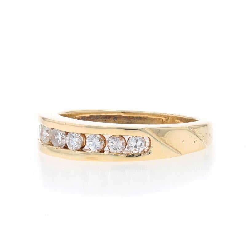 Yellow Gold Diamond Unisex Wedding Band - 14k Round .47ctw Channel Set Ring For Sale 1