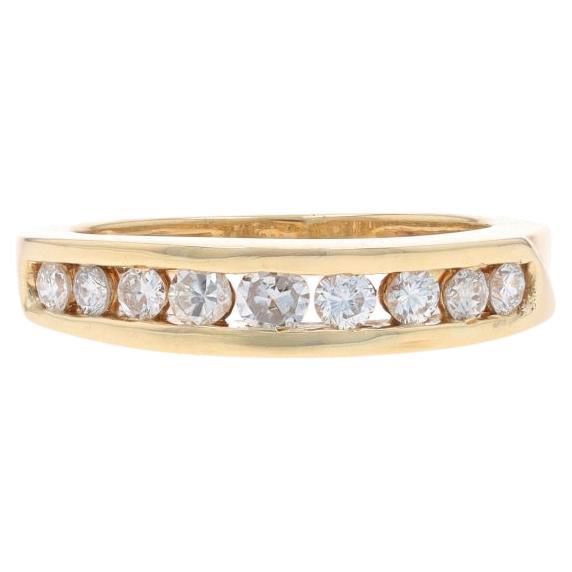 Yellow Gold Diamond Unisex Wedding Band - 14k Round .47ctw Channel Set Ring