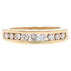 Yellow Gold Diamond Unisex Wedding Band - 14k Round .47ctw Channel Set Ring
