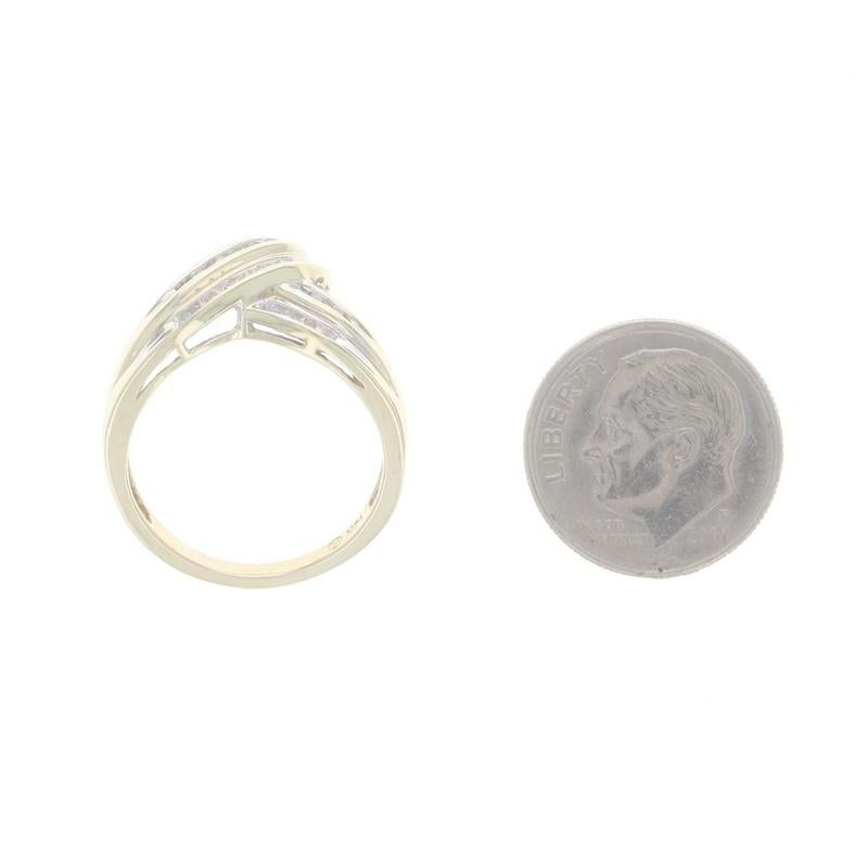 Gelbgold Diamant V Contour Wishbone Band 10k Single & Baguette .20ctw Ring 7 1