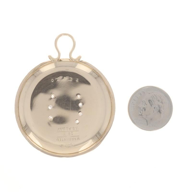 Yellow Gold Diamond Victorian Converted Pocket Watch Case Pendant 14k Mine.21ctw In Excellent Condition In Greensboro, NC