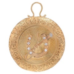 Yellow Gold Diamond Victorian Converted Pocket Watch Case Pendant 14k Mine.21ctw