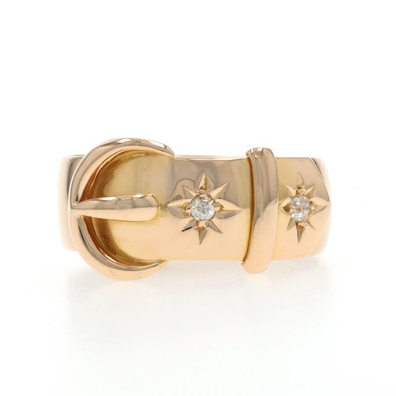 Fascia con fibbia vittoriana con diamanti in oro giallo - Anello antico 18k Old Mine in vendita