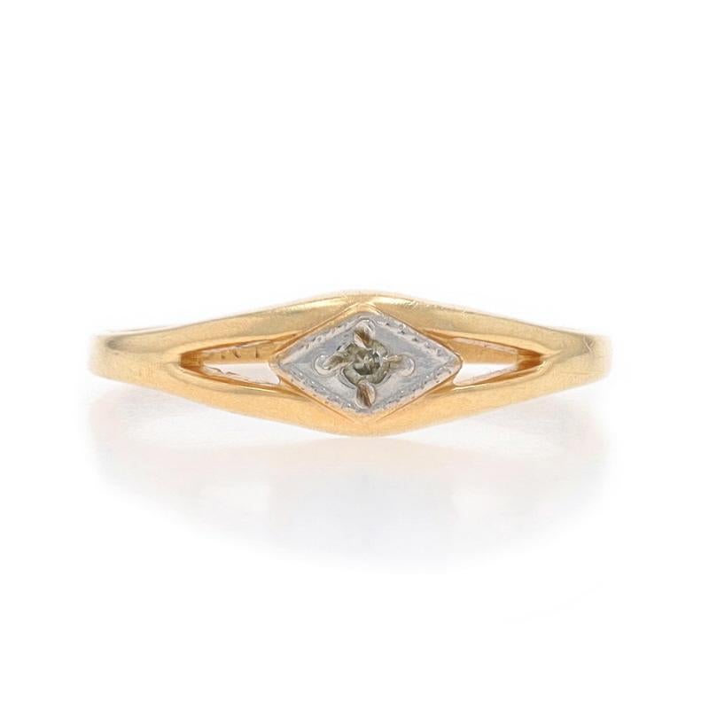 Gelbgold Diamant Vintage Kinderring 10k Single Milgrain Keepsake Damen im Angebot