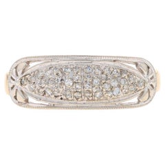 Yellow Gold Diamond Vintage Cluster Band 14k Single .10ctw Milgrain Wedding Ring