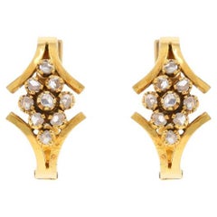 Boucles d'oreilles en or jaune avec diamants - 14k Rose .54ctw Floral Pierce