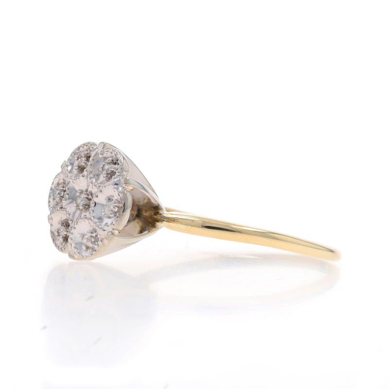 Gelbgold Diamant Vintage Cluster-Ring 10k SingleCt floraler Milgrain Verlobungsring, Gelbgold im Zustand „Hervorragend“ in Greensboro, NC