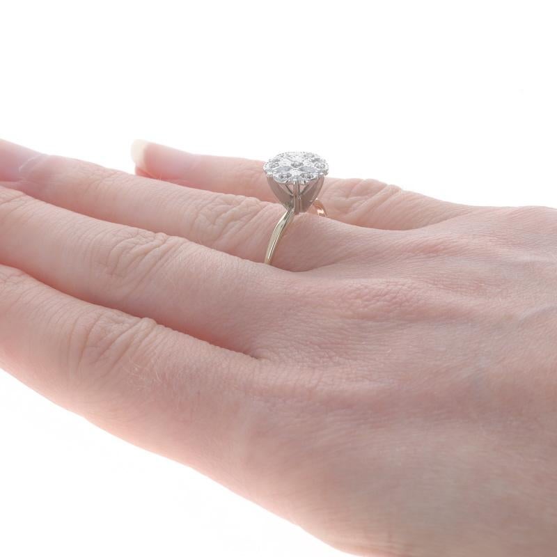 Gelbgold Diamant Vintage Cluster-Ring 10k SingleCt floraler Milgrain Verlobungsring, Gelbgold Damen