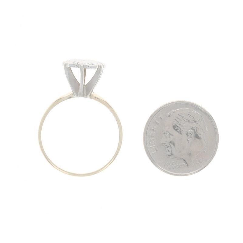 Gelbgold Diamant Vintage Cluster-Ring 10k SingleCt floraler Milgrain Verlobungsring, Gelbgold 1