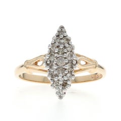 Yellow Gold Diamond Vintage Cluster Ring - 14k Round Brilliant .29ctw