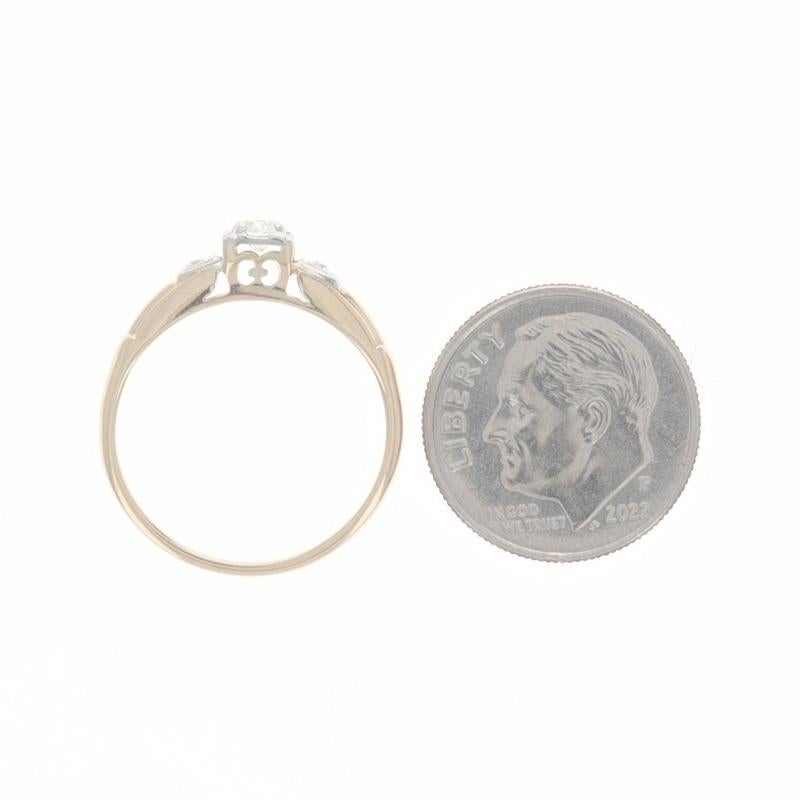 Yellow Gold Diamond Vintage Engagement Ring -14k Round Brilliant .17ctw Milgrain For Sale 1