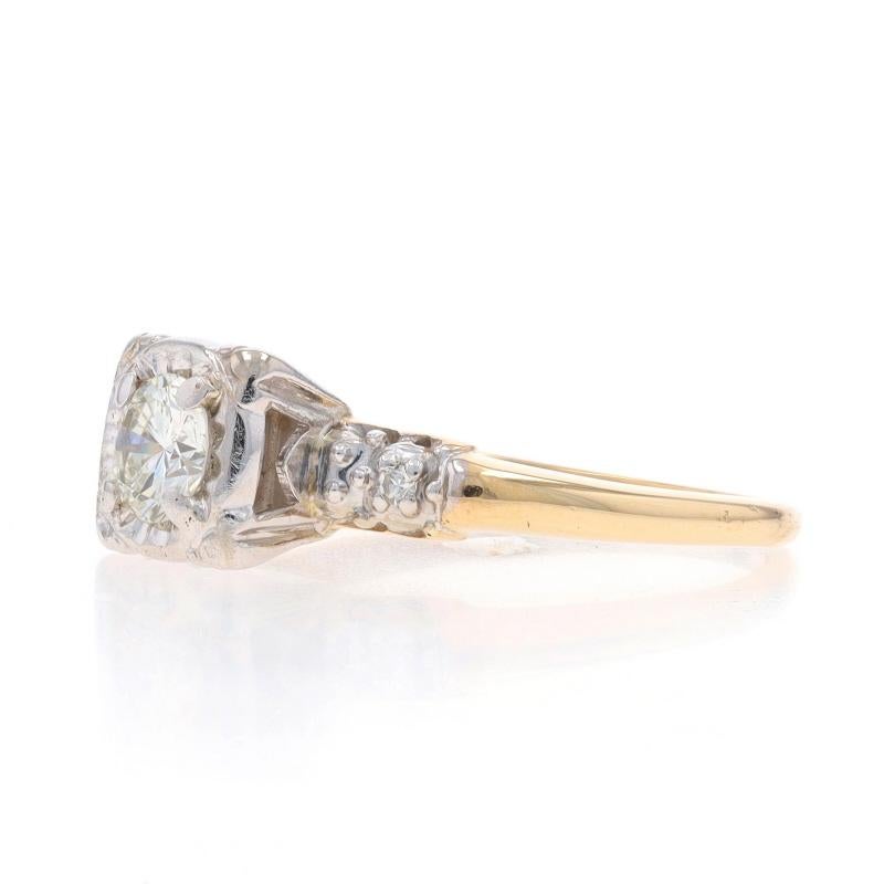 Yellow Gold Diamond Vintage Engagement Ring - 14k Round Brilliant .48ctw Floral In Excellent Condition For Sale In Greensboro, NC