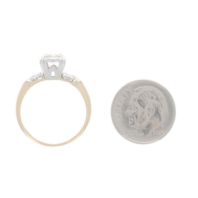 Yellow Gold Diamond Vintage Engagement Ring - 14k Round Brilliant .48ctw Floral For Sale 1