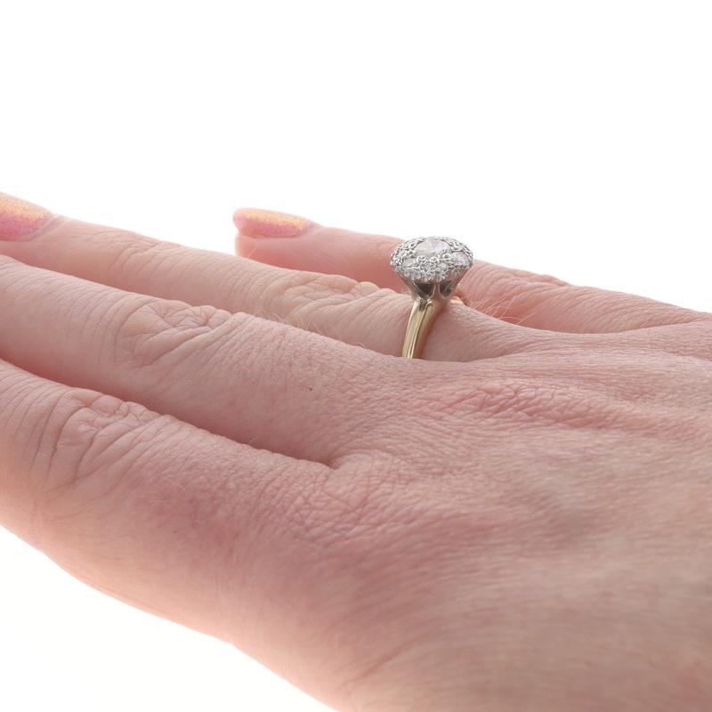 De las mujeres Anillo de Compromiso de Oro Amarillo Diamante Vintage 14k Brillante Redondo .51ctw Halo en venta