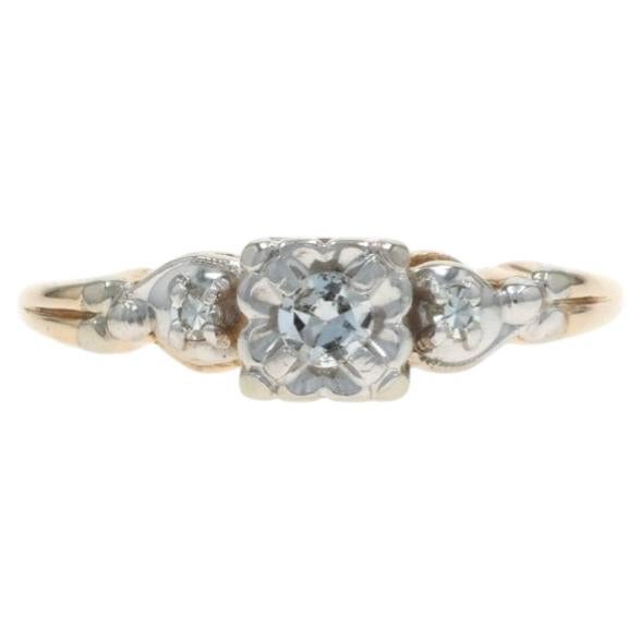 Yellow Gold Diamond Vintage Engagement Ring - 14k Single .16ctw