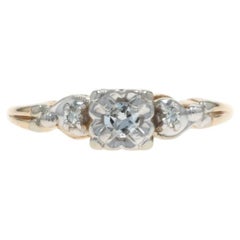 Yellow Gold Diamond Vintage Engagement Ring - 14k Single .16ctw