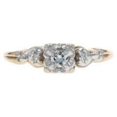 Yellow Gold Diamond Vintage Engagement Ring - 14k Single Cut .16ctw