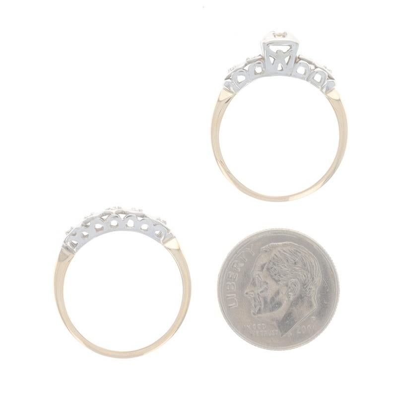 Gelbgold Diamant Vintage Verlobungsring & Ehering - 14k .16ctw Herz 2