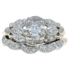 Yellow Gold Diamond Vintage Engagement Ring 
Wedding Band - 14k Round .20ctw