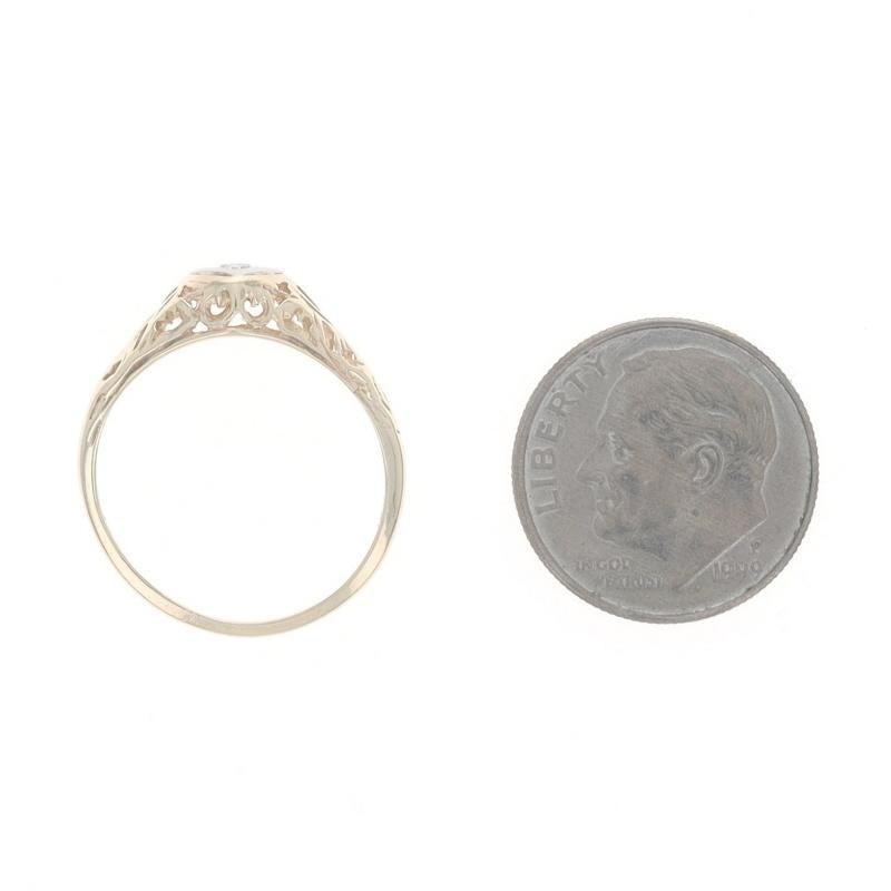 Gelbgold Diamant Vintage Herz Solitär Ring - 10k Runde Brillant Liebe im Angebot 1