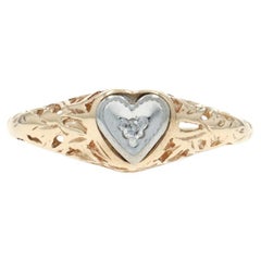 Bague solitaire en or jaune avec cœur de diamant Vintage By - 10k Round Brilliant Love