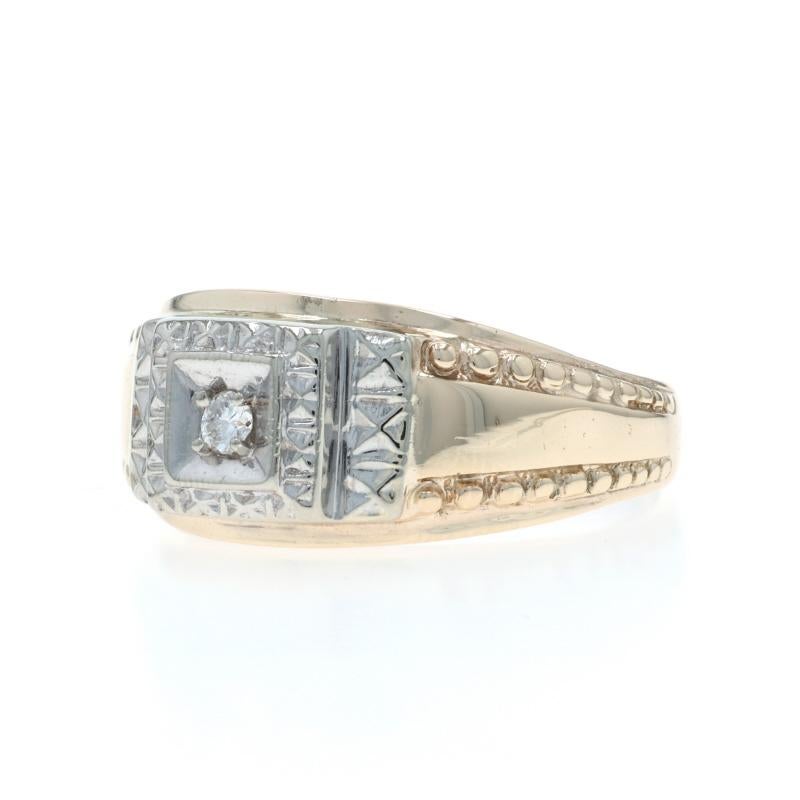 Gelbgold Diamant Vintage Herrenring - 10k 14k Rund Brillant im Zustand „Hervorragend“ im Angebot in Greensboro, NC