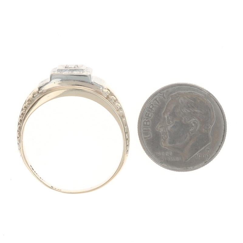 Gelbgold Diamant Vintage Herrenring - 10k 14k Rund Brillant im Angebot 3