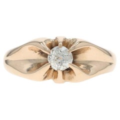 Yellow Gold Diamond Vintage Men
s Ring - 10k Mine .38ct Solitaire