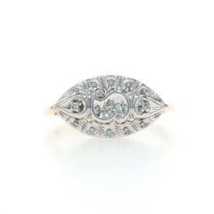 Yellow Gold Diamond Vintage Ring - 10k Single Three-Stone
