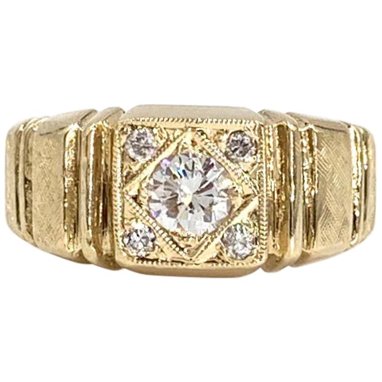 Yellow Gold Diamond Vintage Ring For Sale