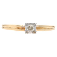 Yellow Gold Diamond Vintage Solitaire Engagement Ring 14k Old Mine