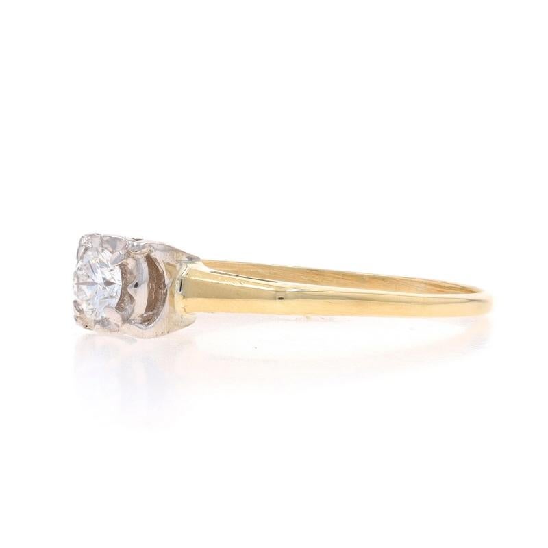 Yellow Gold Diamond Vintage Solitaire Engagement Ring- 14k Round Brilliant .20ct In Excellent Condition For Sale In Greensboro, NC