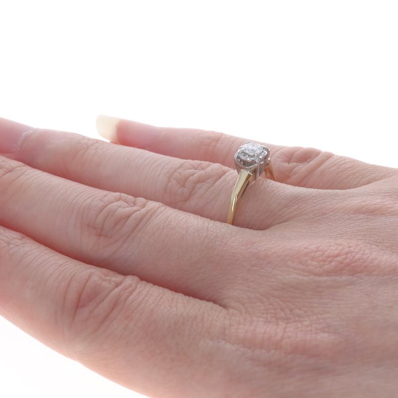 Women's Yellow Gold Diamond Vintage Solitaire Engagement Ring- 14k Round Brilliant .20ct For Sale