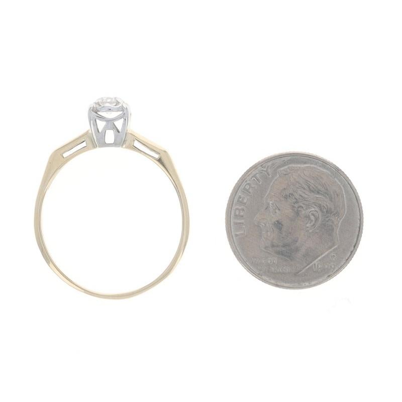 Yellow Gold Diamond Vintage Solitaire Engagement Ring- 14k Round Brilliant .20ct For Sale 1