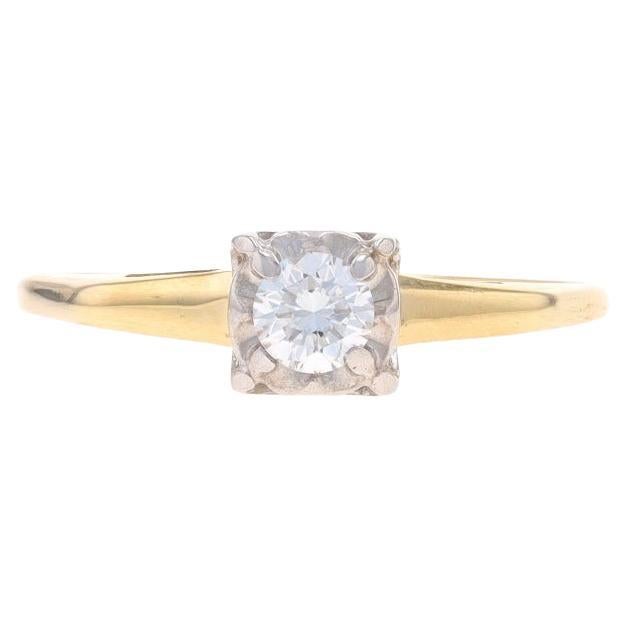 Yellow Gold Diamond Vintage Solitaire Engagement Ring- 14k Round Brilliant .20ct