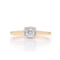 Yellow Gold Diamond Vintage Solitaire Engagement Ring 14k Round Brilliant .22ct