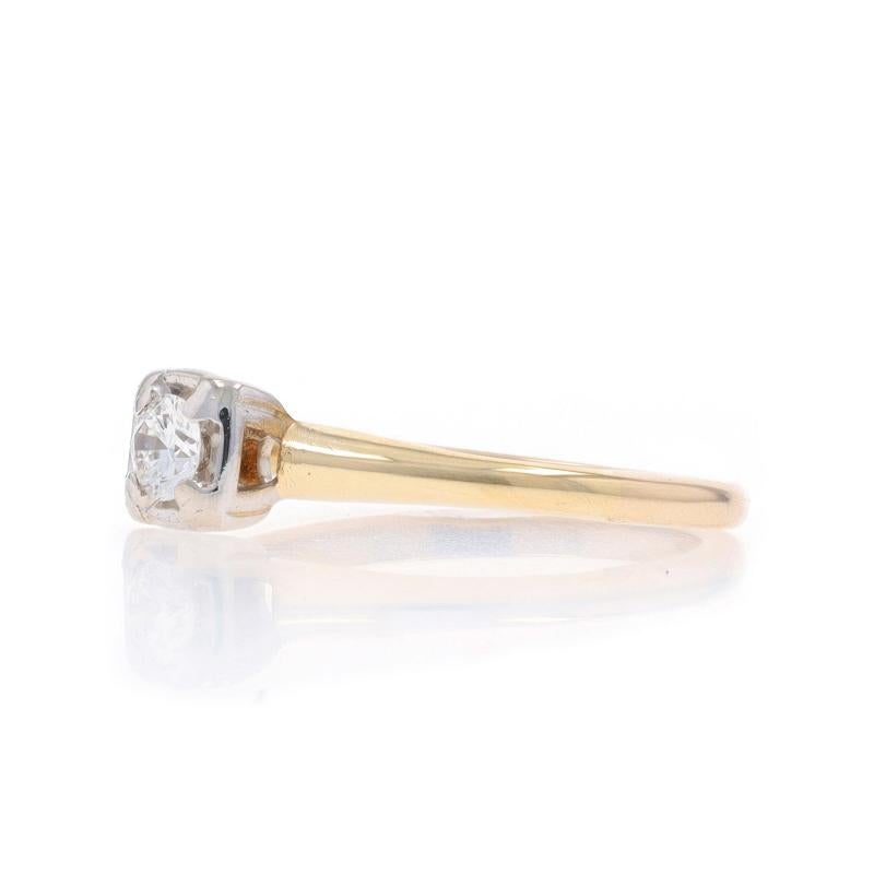 Anello di fidanzamento solitario d'epoca con diamante in oro giallo 14k a brillante rotondo .22ct In condizioni ottime in vendita a Greensboro, NC