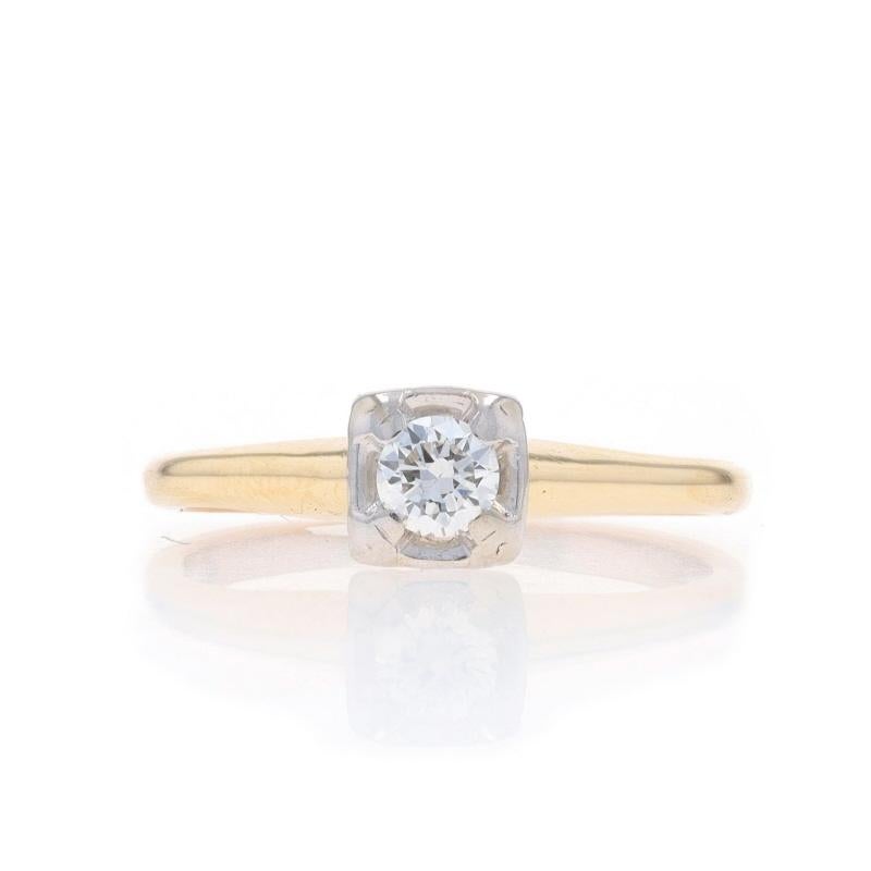 Gelbgold Diamant Vintage Solitär Verlobungsring 14k Rund Brillant .22ct
