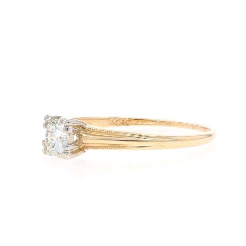 Yellow Gold Diamond Vintage Solitaire Engagement Ring -14k Round Brilliant .34ct In Excellent Condition For Sale In Greensboro, NC