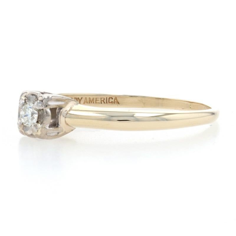Yellow Gold Diamond Vintage Solitaire Engagement Ring, 14k Round Brilliant Cut 3
