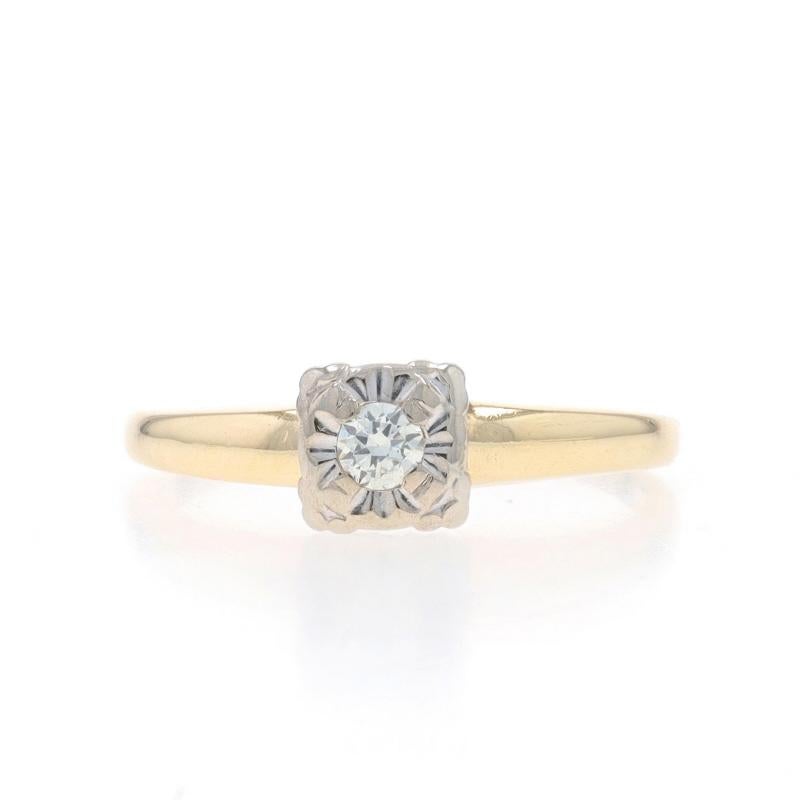 Yellow Gold Diamond Vintage Solitaire Engagement Ring - 14k Round Brilliant