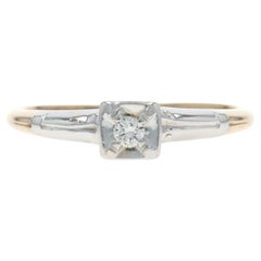 Yellow Gold Diamond Vintage Solitaire Engagement Ring - 14k Round Brilliant